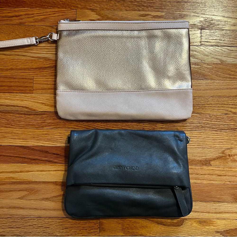 Rose gold and grey clutches